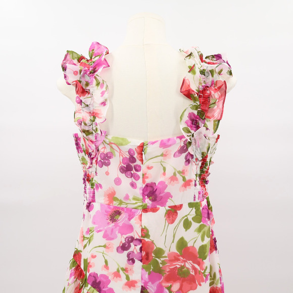 Abercrombie & Fitch Floral Strawberry Ruffle Strap High-Low Maxi Dress Sz M - Picture 4 of 6